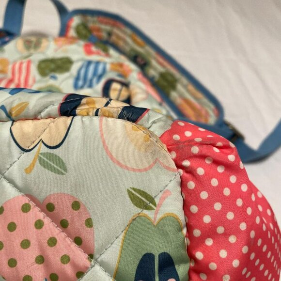 Matilda Jane Colorful Apple Print with blue check print Quilted backpack 16' - Picture 7 of 10